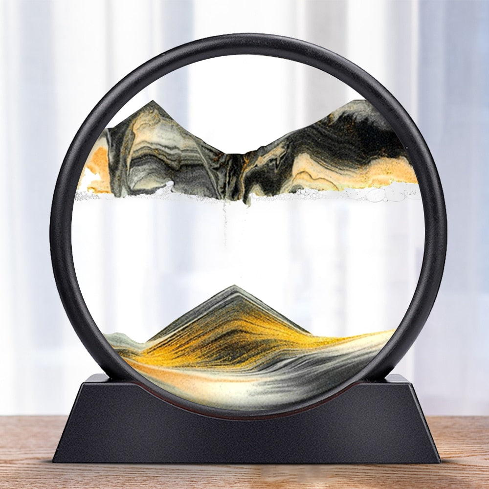 Flowing Sand Art Picture Round Glass 3D Motion Display 7/12 inch - Earth Angel Lifestyle