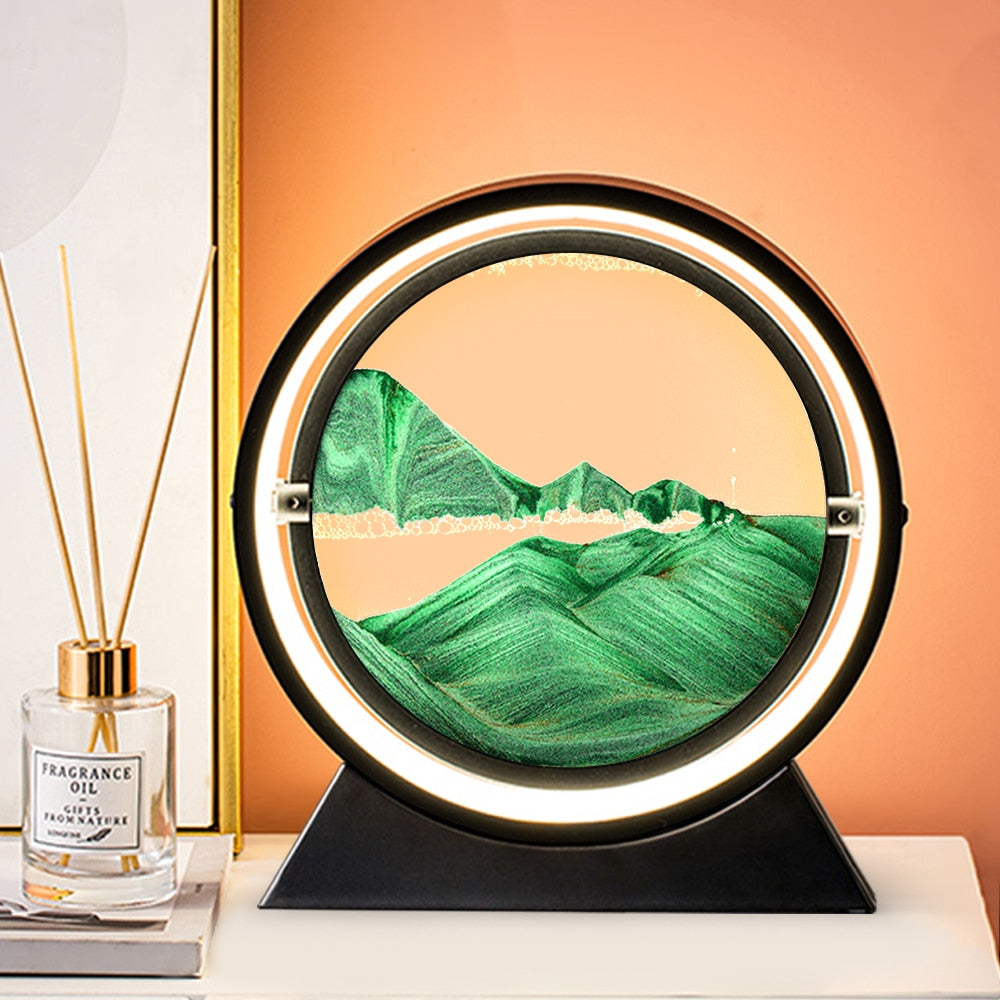 Flowing Sand Art Picture Round Glass 3D Motion Display 7/12 inch - Earth Angel Lifestyle