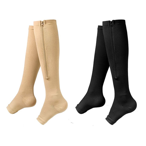 Brothock Zipper Compression Socks 1/2/3 Pairs Calf Knee High Stocking Open Toe - Earth Angel Lifestyle