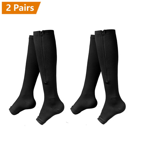 Brothock Zipper Compression Socks 1/2/3 Pairs Calf Knee High Stocking Open Toe - Earth Angel Lifestyle