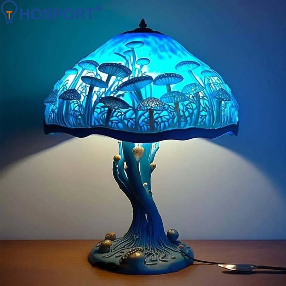 Vintage Stained Glass Mushroom Table Lamp - Earth Angel Lifestyle