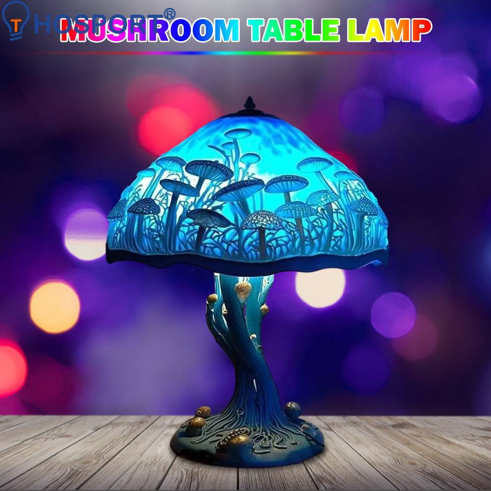Vintage Stained Glass Mushroom Table Lamp - Earth Angel Lifestyle