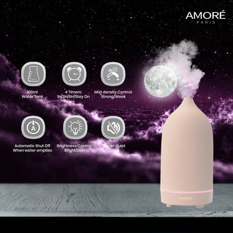 Pink Ceramic Ultrasonic Aromatherapy Essential Oil Diffuser - Earth Angel Lifestyle