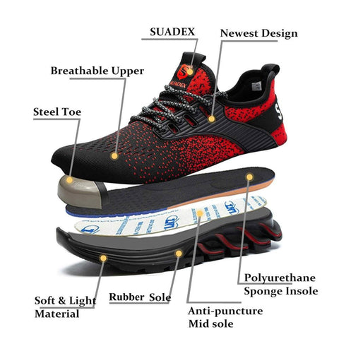 Lightweight Breathable Mens Steel Toe Safety Shoes - Earth Angel Lifestyle