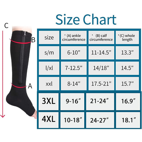 Brothock Zipper Compression Socks 1/2/3 Pairs Calf Knee High Stocking Open Toe - Earth Angel Lifestyle