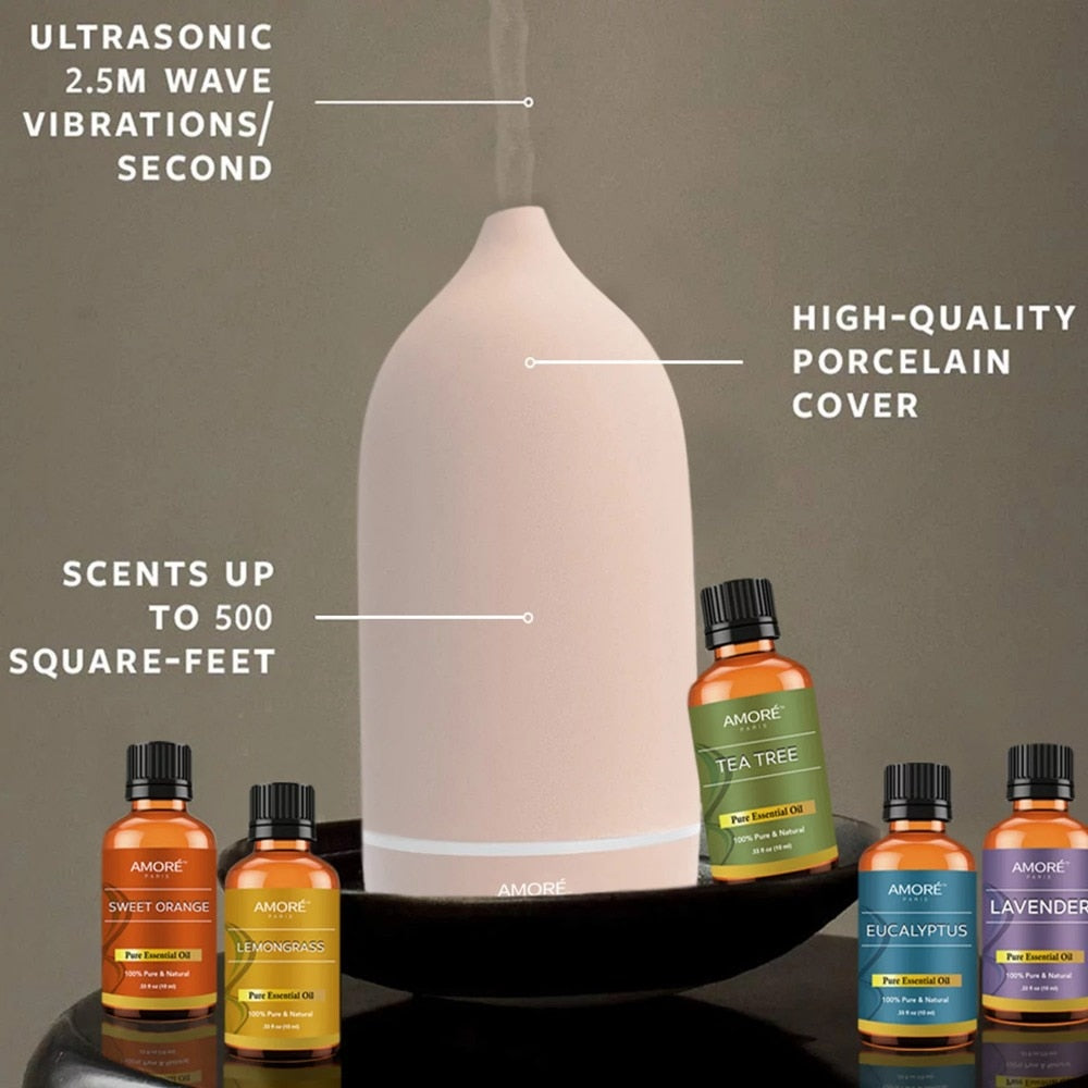 Pink Ceramic Ultrasonic Aromatherapy Essential Oil Diffuser - Earth Angel Lifestyle