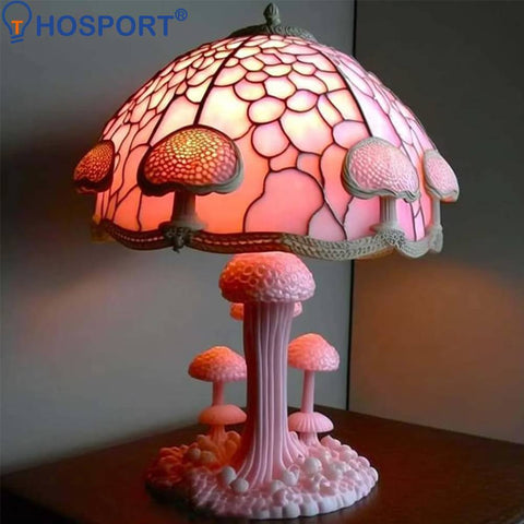 Vintage Stained Glass Mushroom Table Lamp - Earth Angel Lifestyle