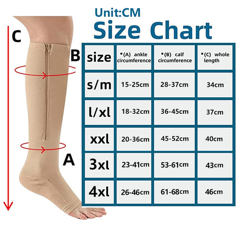 Brothock Zipper Compression Socks 1/2/3 Pairs Calf Knee High Stocking Open Toe - Earth Angel Lifestyle