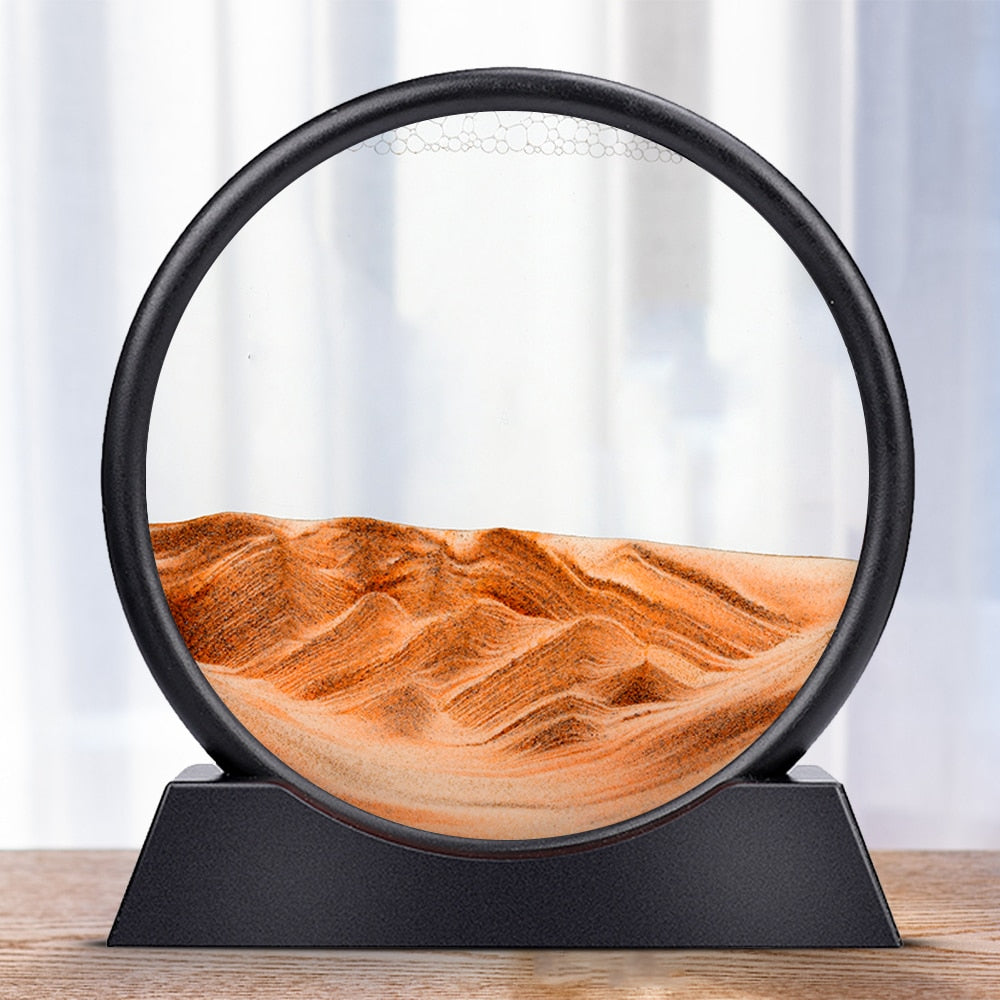 Flowing Sand Art Picture Round Glass 3D Motion Display 7/12 inch - Earth Angel Lifestyle