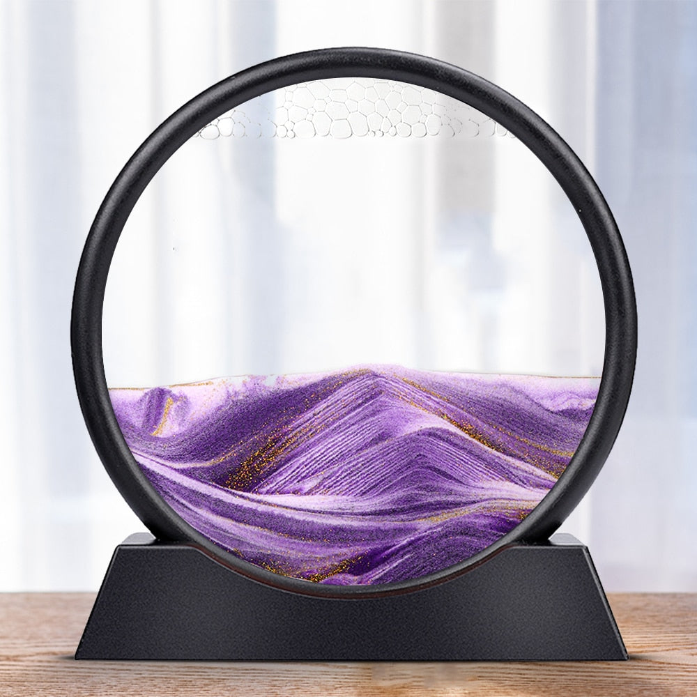 Flowing Sand Art Picture Round Glass 3D Motion Display 7/12 inch - Earth Angel Lifestyle
