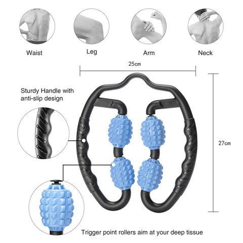 U Shape Trigger Point ﻿4 Wheel Foam Massage Roller - Earth Angel Lifestyle