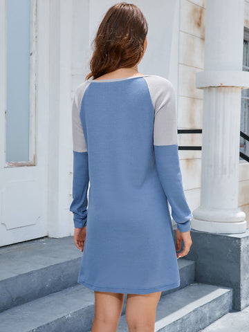 Boat Neck Long Sleeve Mini Dress - Earth Angel Lifestyle