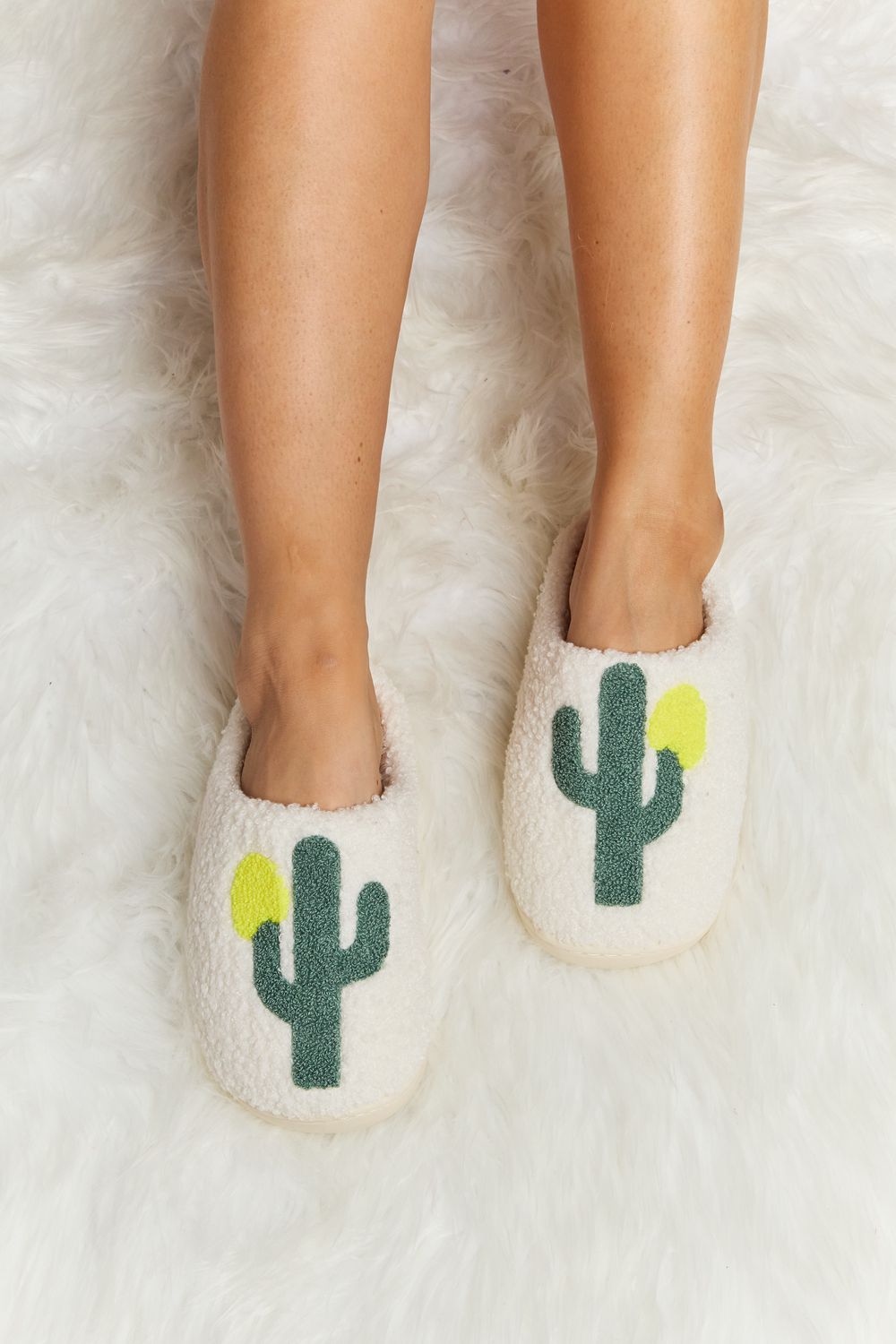 Melody Cactus Plush Slide Slippers - Earth Angel Lifestyle