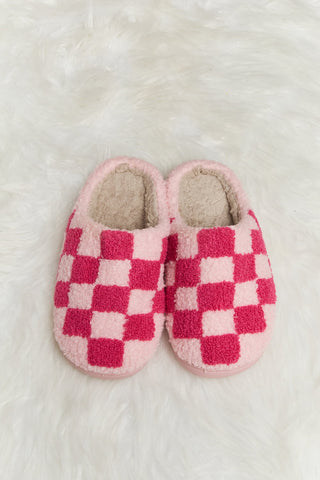 Melody Checkered Print Plush Slide Slippers - Earth Angel Lifestyle